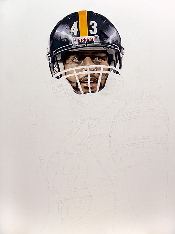 Troy Polamalu Painting WIP 01