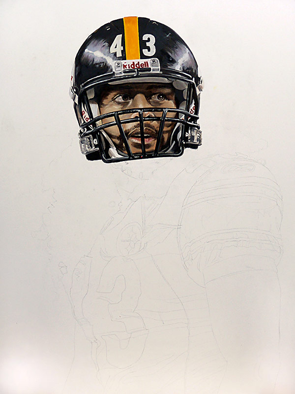 Troy Polamalu Painting WIP 02