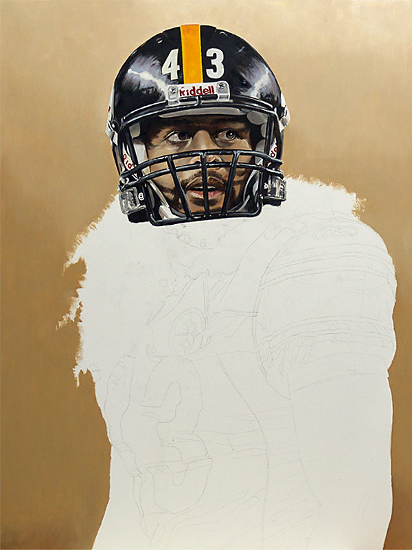 Troy Polamalu Painting WIP 03