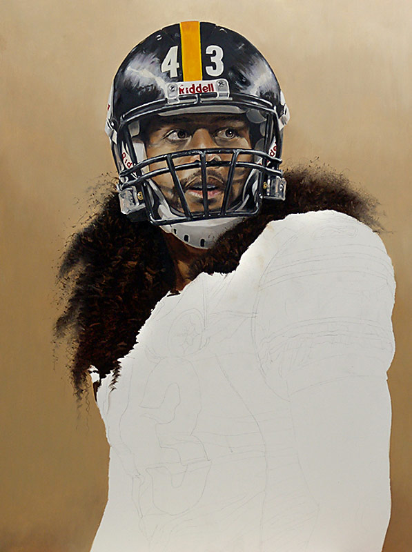 Troy Polamalu Painting WIP 05