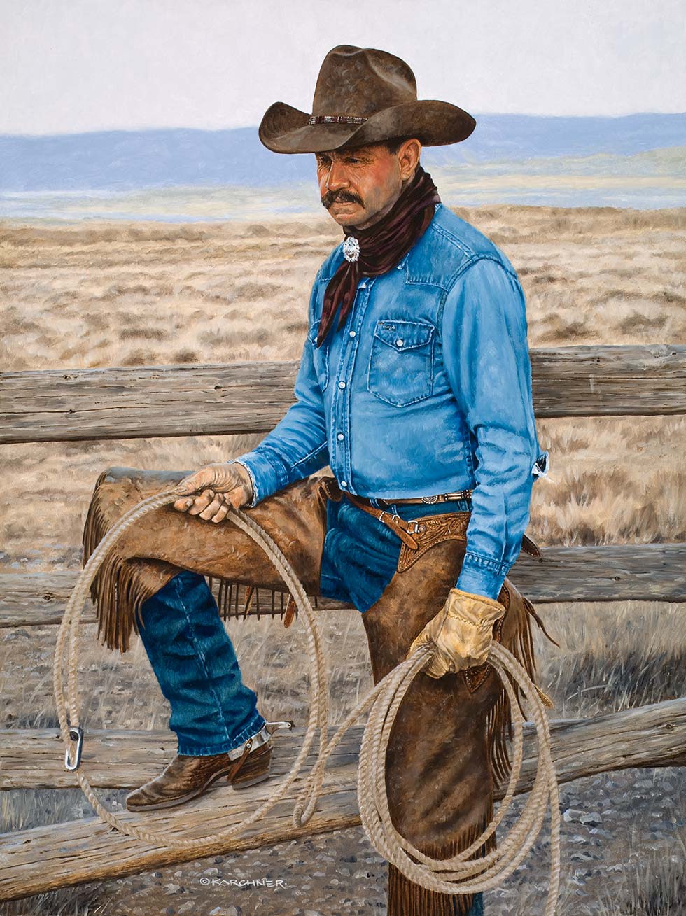 Painting of The Bronze Cowboy