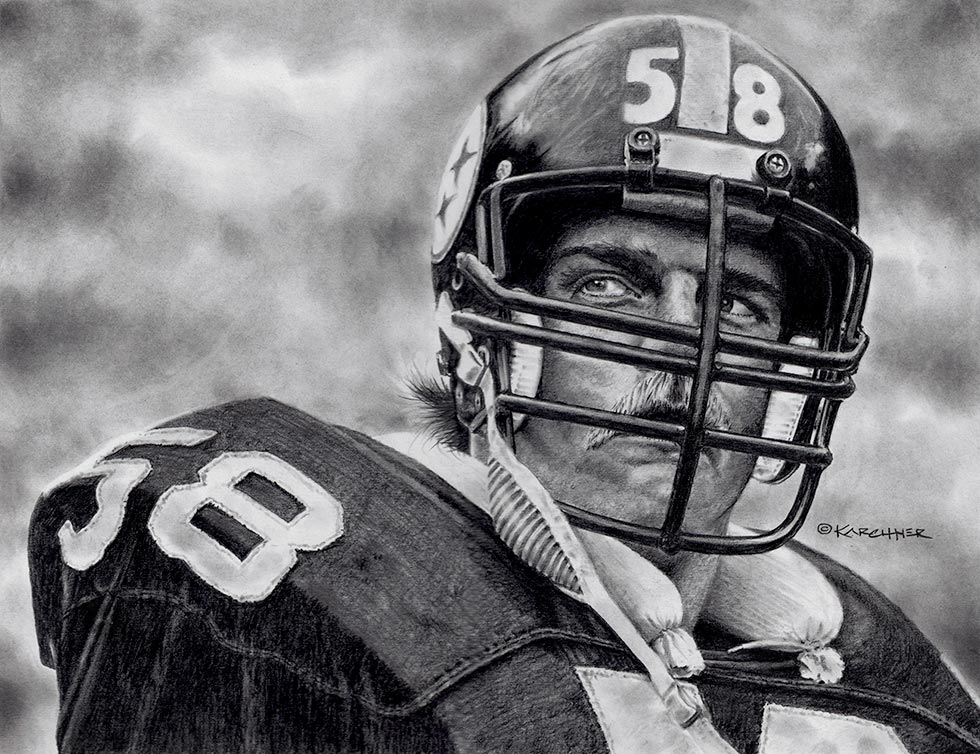 Pittsburgh Steelers #58 Jack Lambert Black and White Stance Signed Framed  8x10 Photo