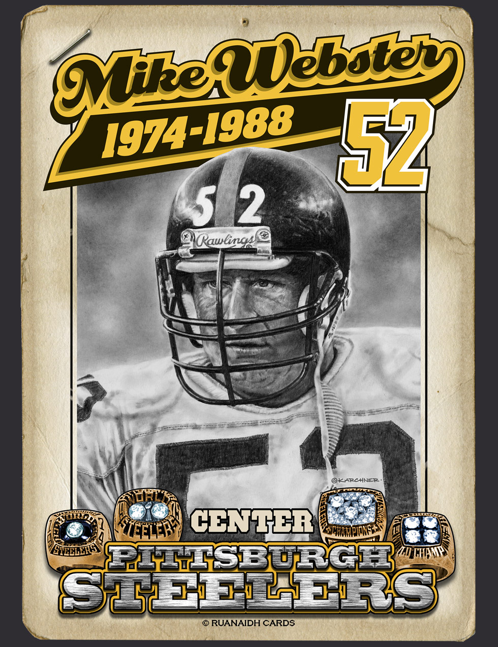 1983 Pittsburgh STEELERS Police #52 MIKE WEBSTER Rhinelander WISCONSIN  Badgers