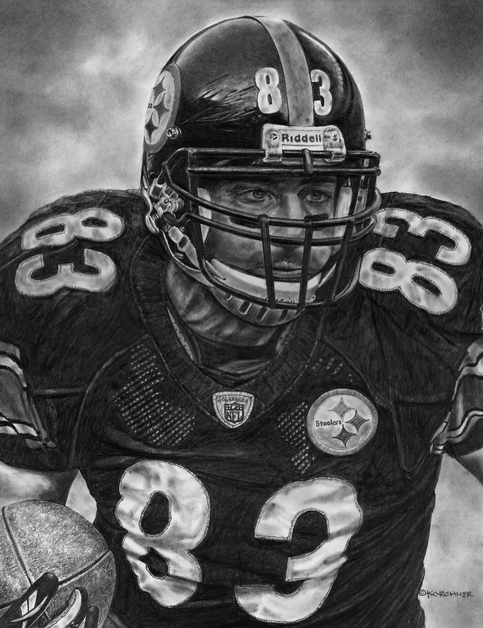 Pencil illustration of Heath Miller